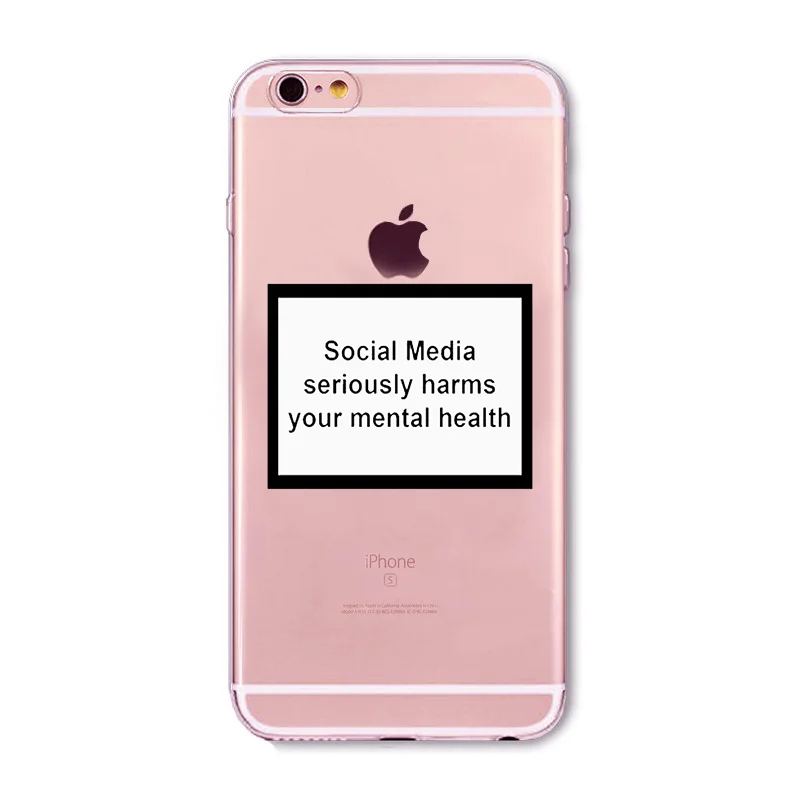 social media seriously harms your mental health Transparent Case For iphone XS XR Black silicone case For Samsung s7 s8 s9 Case