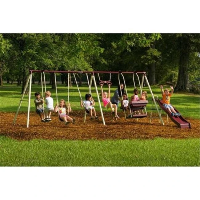Troxel 490FF46604T Play Park Metal Swing Set - Cream & Maroon