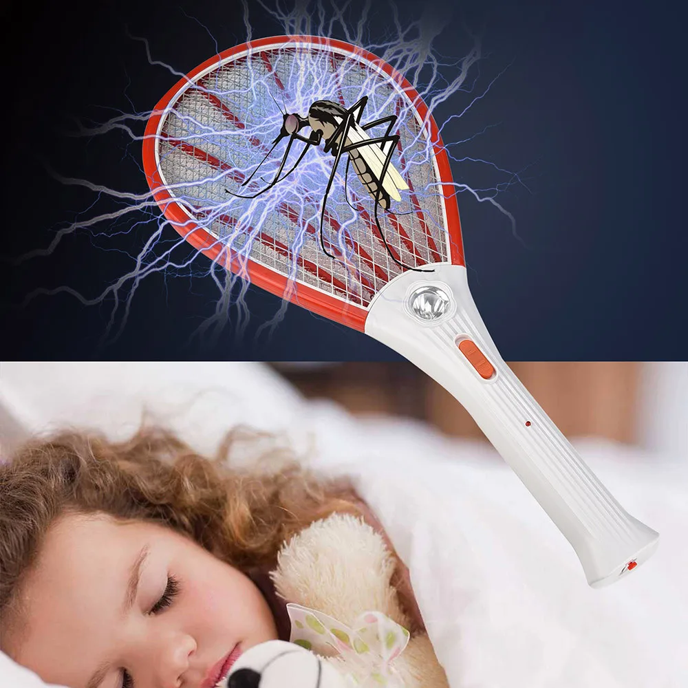 Перезаряжаемый СВЕТОДИОДНЫЙ Электрический мухи комары Swatter ракетка-электромухобойка насекомых мухобойка Жук ОСА Swatter электрическая ловушка для насекомых-вредителей# X