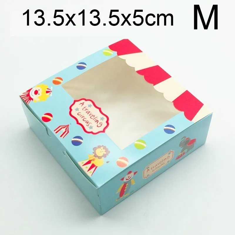 12 шт крафт-бумажные коробки, упаковка для капкейков, Подарочная коробка, розовое окно, цветок, Свадебная коробка для торта, конфет, печенья, игрушки, вечерние сувениры - Цвет: Circus M