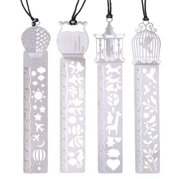 

Multifunction Hollow Metal Bookmark Ruler Kids Students Drawing Template Rulers DIY Handwriting Painting Tools School Supplies