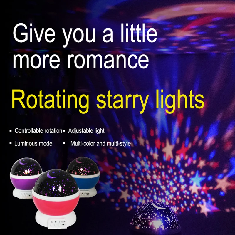 

Novelty Luminous Toys LED Evening Light Dream Romantic Rotate Star Lights Projection Lamp With USB Cable Children Toy Gift