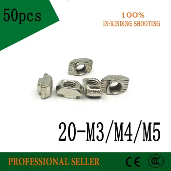

50PCS 20 - m3 M4 M5 T-nut Hammer Head Fasten Nut 3D Printer Parts Nickel Plated for 20 series T Slot Groove 6 20TN 2020