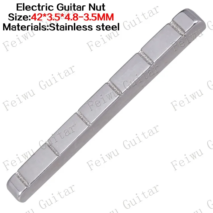 

1 Pcs Stainless Steel ST FD Style Electric Guitar Nuts 6 String Slotted - Size 42 x 3.5 x 4.8-3.5mm