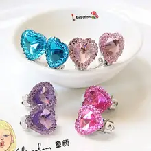 720 Новое поступление, милые хрустальные клипсы для ушей в форме сердца, Детские клипсы для девочек, полимерные клипсы для ушей FD953