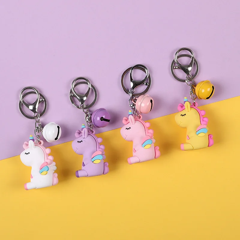 

Mix Color Cute Rainbow Unicorn Keychain Animal PVC Key chain For Women Bag Charm Pendant Key Ring Gifts
