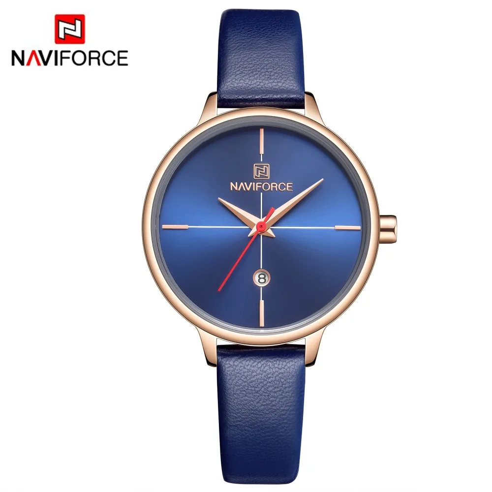 Женские часы NAVIFORCE Топ бренд класса люкс Модные женские кварцевые кожаные