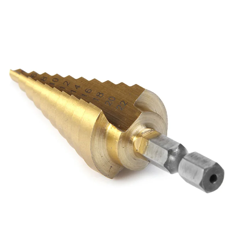 4 22mm HSS 4241 Hex Step Cone Drill Bit Hole Cutter Steel Large Step