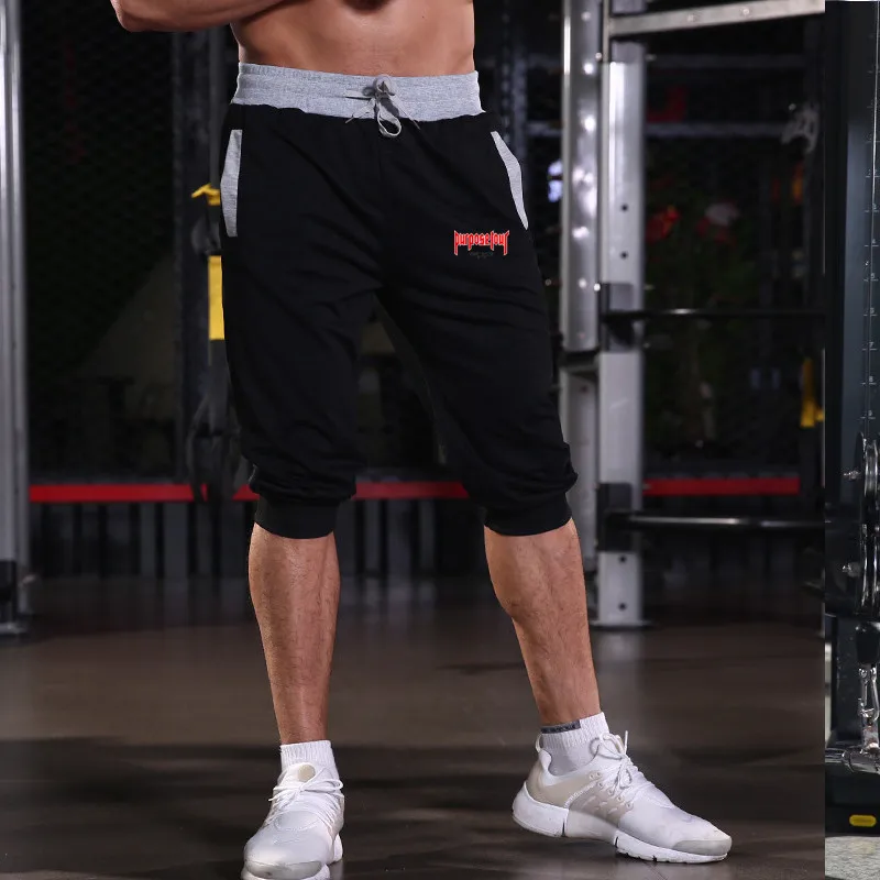 

New Mens cotton shorts Calf-Length gyms Fitness Bodybuilding Casual Joggers workout Brand sporting short pants Sweatpants Sports
