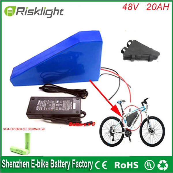 Excellent  48v 1000w triangle electric bike battery  48V 20Ah for 48v Bafang/8fun 1000w /750w mid/center drive motor  +charger +bag 5
