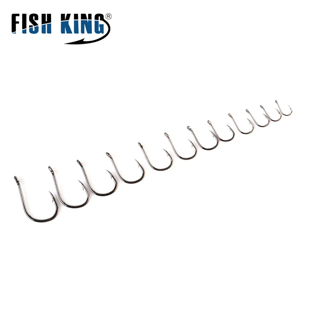 FISH KING 100/50pcs/lot High Carbon Fishing Hook 1#-12# ISEAMA With Eye Carp Catfish Anzol Peche Japan Tackle Fishing