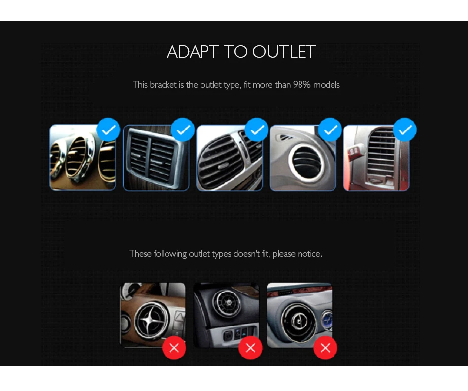 KISSCASE Universal Car Phone Holder Stand Air Vent Mount Holder 360 Degree For Phone GPS Support 4-6 inch Holder Stand in Car