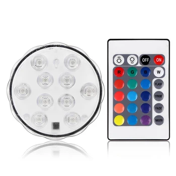 

10pcs/lot Waterproof LED Night Lamp RGB Submersible LED Light with 24Key Remote Control for Aquariums Night Party Decoration