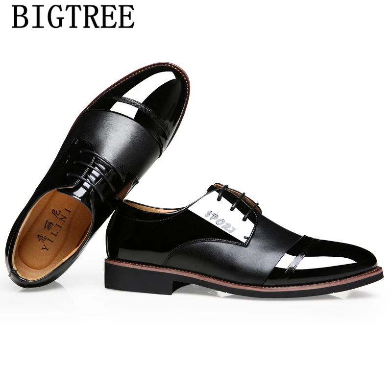 Туфли мужские из лакированной кожи роскошные Костюмные свадебные туфли