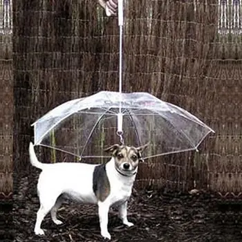 

Pet Umbrella Dog Walking Waterproof Clear Cover Built-in Leash Rain Sleet Snow Pet Umbrella