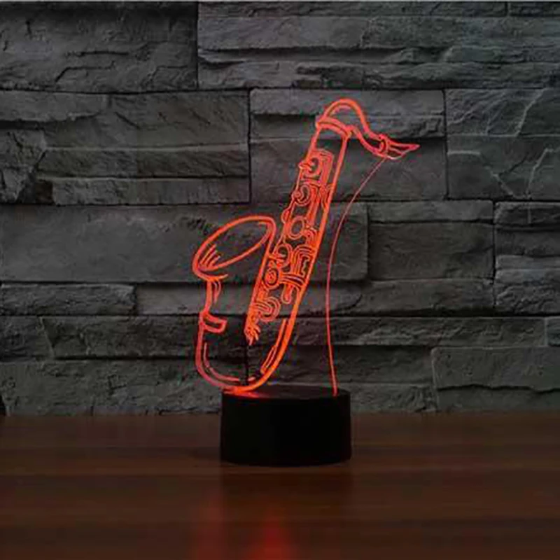 

7 Colors Musical Instrument Table Lamp 3D Led Saxophone Modelling Nightlights Bedside Decor Sleep Kids Lampara Lighting Fixture
