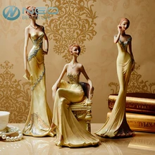 NEO 3 Different Styles Resin Graceful Lady Figurine Girl Modern Statue Sculpture Ornament Home Wine Cabinet Living Room Decor