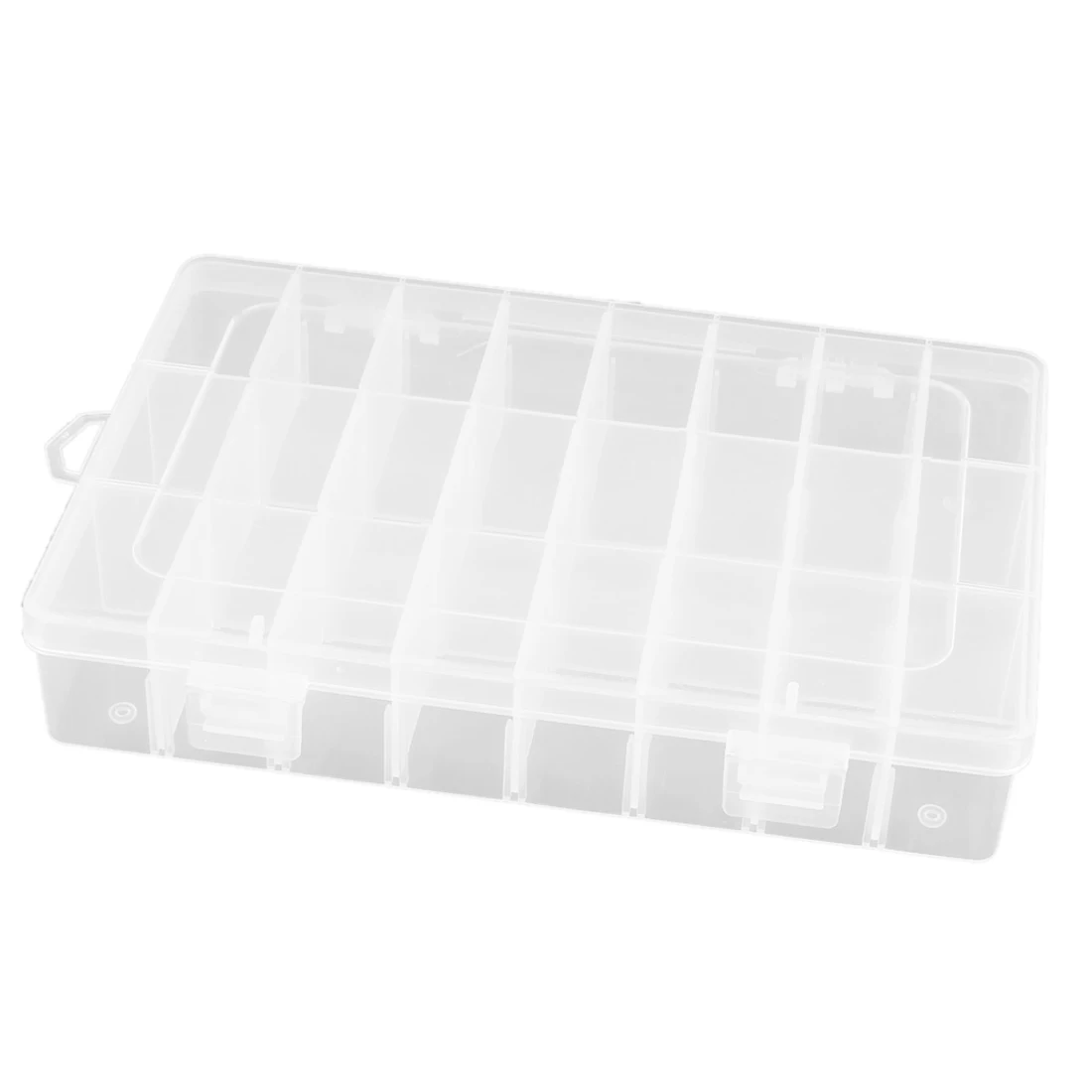 

White Practical Adjustable Plastic 24 Compartment Storage Box Case Bead Rings Jewelry Box Display Organizer
