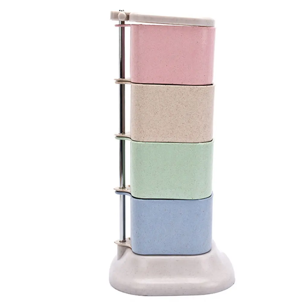 

Seasoning Home Safe 180 Degrees Rotation Eco-friendly Salt Cruet Spoon Spice Jar 4 Grid Vertical Type Holder