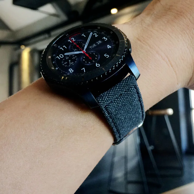 Ремешок из нейлона и кожи для Samsung Gear S3 Huami Watch 1 2 22 мм|leather watch band strap|watch strapband strap |