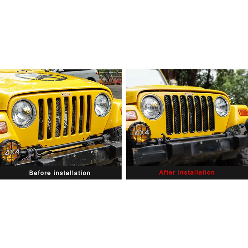 SHINEKA гоночные грили наборы для Jeep Wrangler TJ 1997-2006 ABS красочная вставка сетка гриль оболочка Хром Передняя TJ решетка крышка