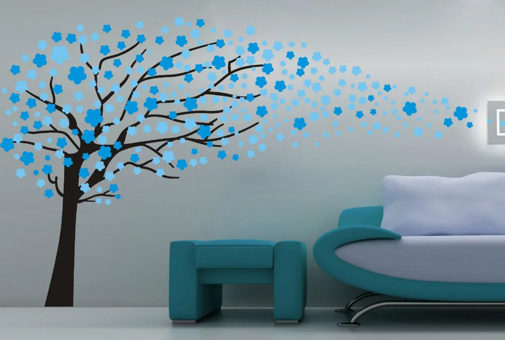 

Blowing Tree Flower Removable Wall Stickers Kids Nursery Vinyl Decals Decor Bedroom Living Room Artistic Design Mural SA378