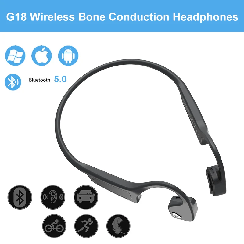 

Bluetooth 5.0 Wireless Headphones Bone Conduction Earphone Outdoor Sport Headset W/ Mic Handsfree