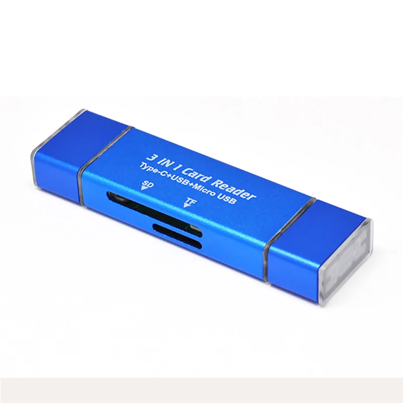 3 в 1 TF считыватель карт памяти Тип C+ USB 2,0+ Micro OTG комбинированный адаптер