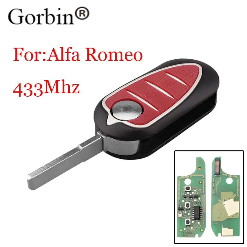 

GORBIN 3Buttons Flip Remote Key Keyless Fob For Alfa Transponder ID46/PCF7946 Chip For Alfa Romeo Mito 2008- (Delphi BSI) keys