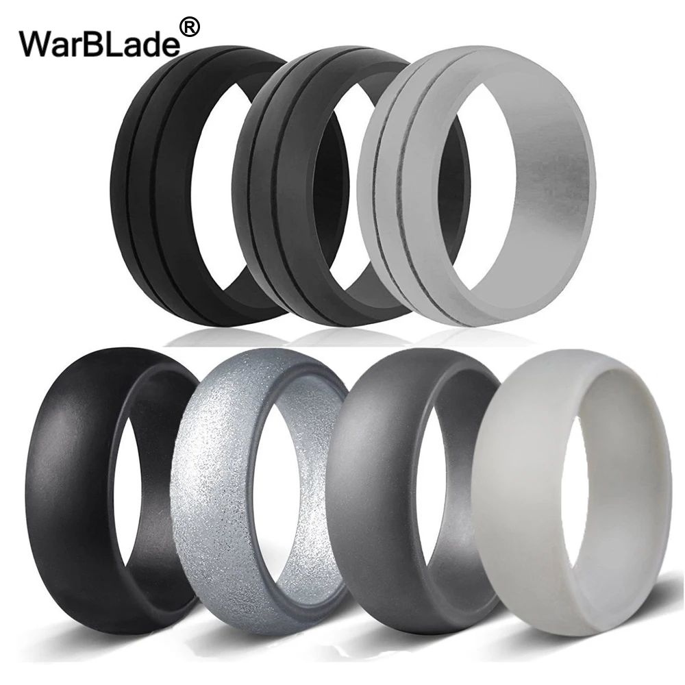 16 Styles 7pcs/set Food Grade FDA Silicone Ring For Men Women Wedding Rubber Bands Hypoallergenic Flexible Silicone Finger Ring