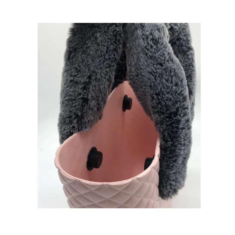 50 см серый мех короткие ручки для сумок для obag tote