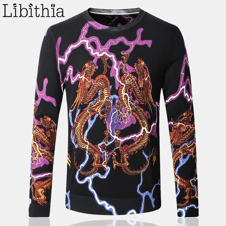 Aliexpress Buy Men Knitwear Sweater Chinese Gragon And Lightning