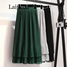 Laipelar, женская шифоновая плиссированная юбка, винтажная, высокая талия, юбки для женщин s, Летний стиль, плиссированная юбка