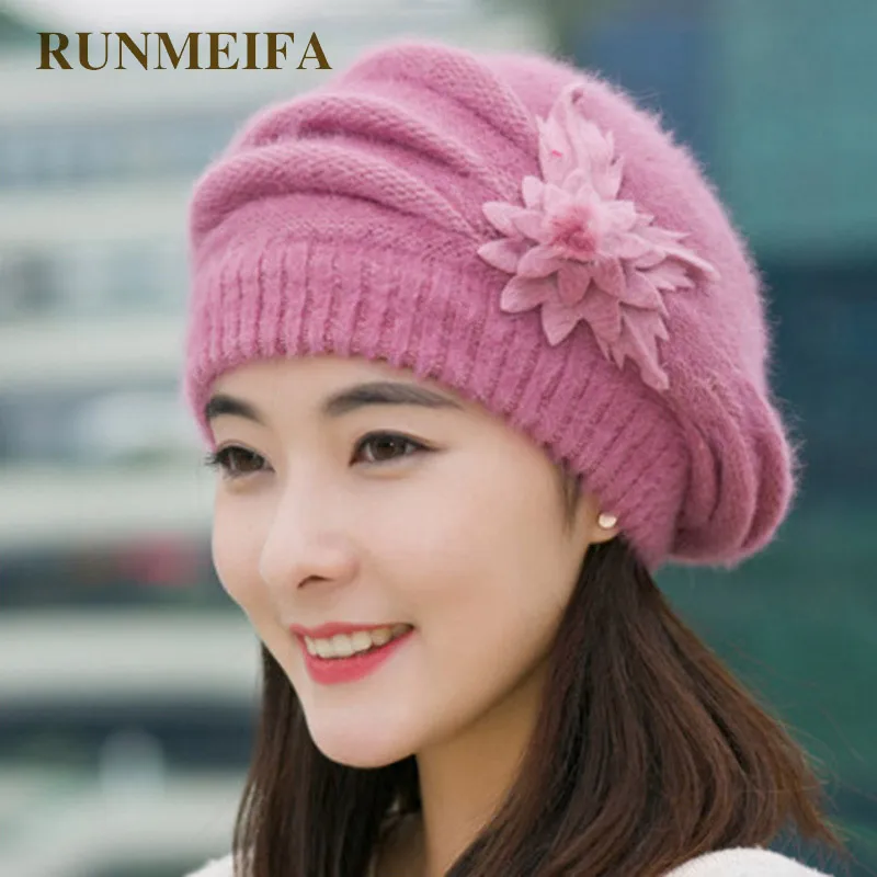 

RUNMEIFA 2019 Newest Fashion Beanies For Women Warm Skullies With Beautiful Floral Lady Gorgeous Hats Free Size