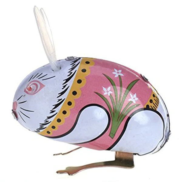 Toy Mechanical Old Metal Rabbit Chick Frog Bird Collection Gifts for Children 4