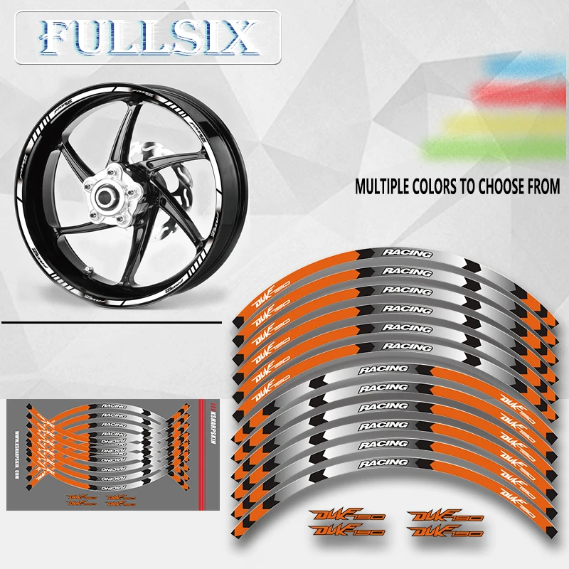 

Наклейка на передние и задние колеса мотоцикла, наклейка на внешний обод, Светоотражающая полоса, наклейки на колеса для KTM DUKE 125 250 390 790 supe