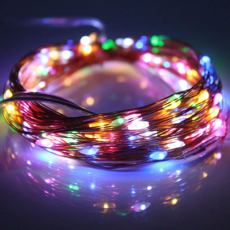 На солнечной энергии 10 м 100 LED медная проволока Гирлянда для свадьбы