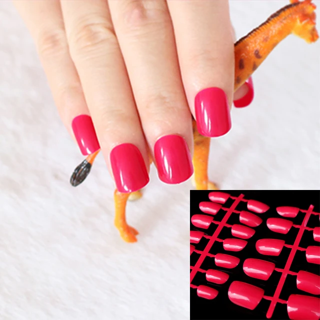 Beautiful Candy Flat False Nails Coral Red Short Nail Art Carnival