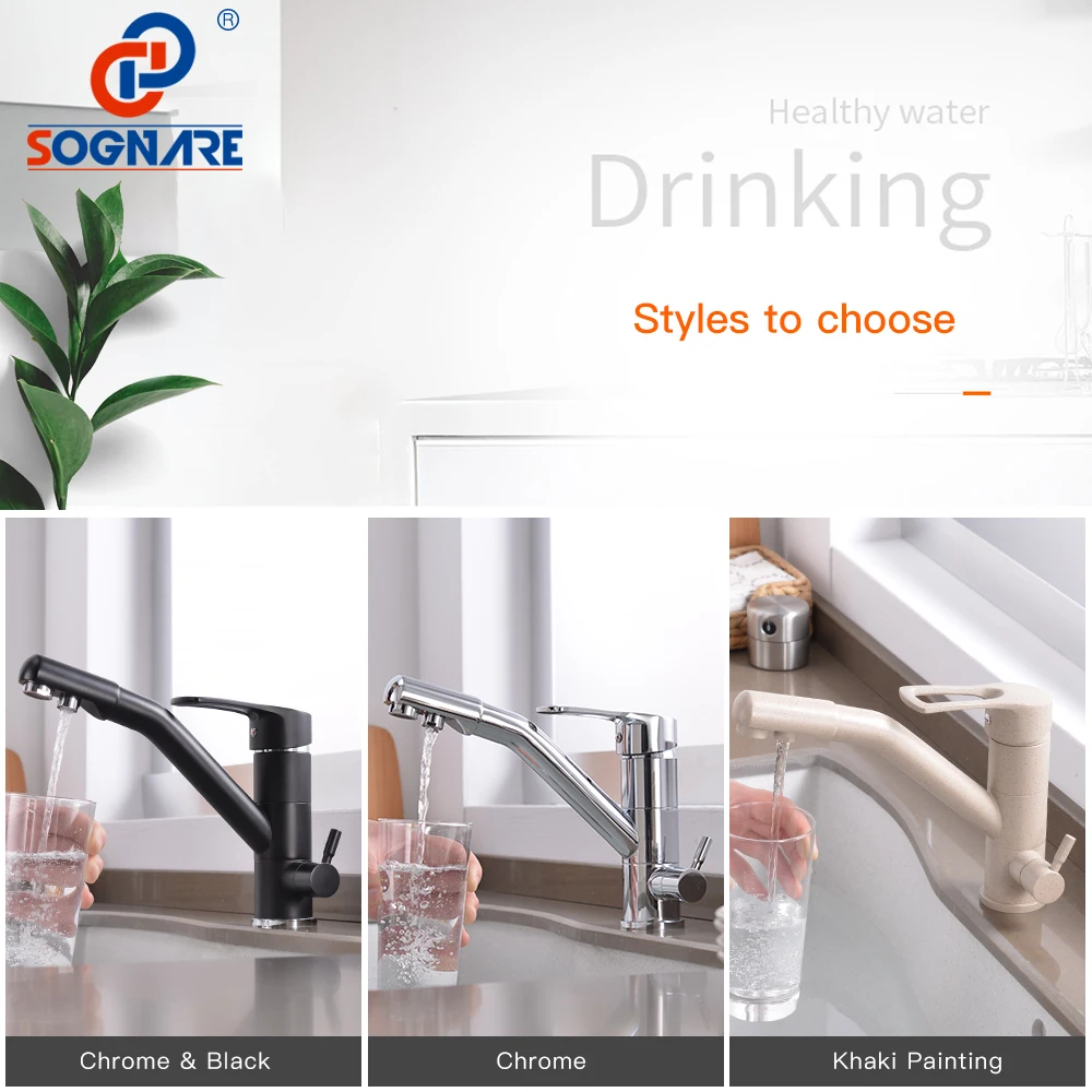 SOGNARE Black Matte Kitchen Faucet Mixer Tap 360 Degree Rotation Drinking Water Faucet Brass Purify Faucet for Kitchen Crane Tap SOGNARE Black Matte Kitchen Faucet Mixer Tap 360 Degree Rotation Drinking Water Faucet Brass Purify Faucet for Kitchen Crane Tap