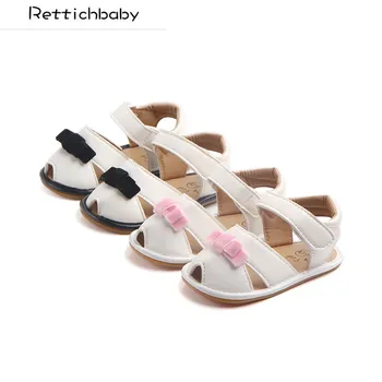 

Baby Girls Summer Sandals Infant Bowknot Soft Soled Shoes Toddler Non-slip Sandals Black Pink