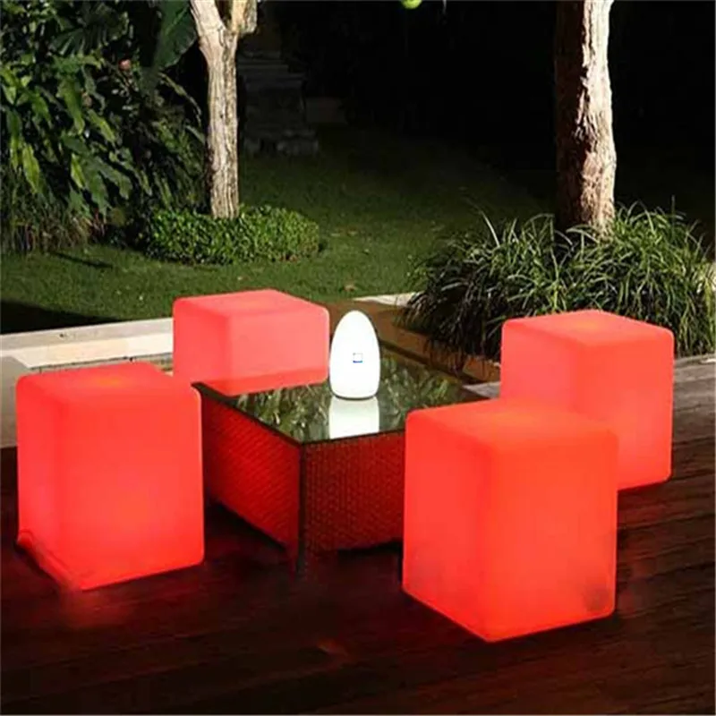 

Free shipping led illuminated furniture,waterproof 40*40*40CM led cube chair bar stool,led seat rechargeable decorated Christmas