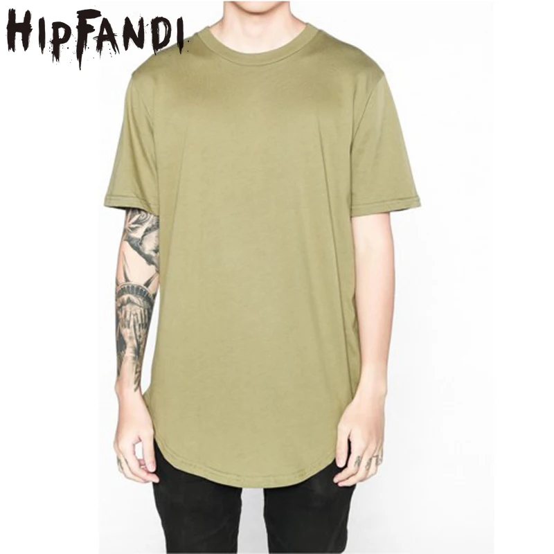 

HIPFANDI 2018 Summer Men's T Shirt Kanye West Extended T-Shirt Men Curved Hem Longline Hip Hop T-Shirt Blank Tee Shirts Clothe