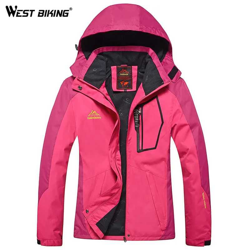 

WEST BIKING Winter Waterproof Windproof Hooded Jacket Warm Plus Size Outdoor Sport Jackets Cycling Hiking Climbing Women Jacket