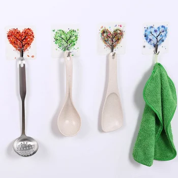 

Seamless PVC Hook Self-Adhesive Hook Printed Key Hook Kitchen Wall-Mounted Storage Rack