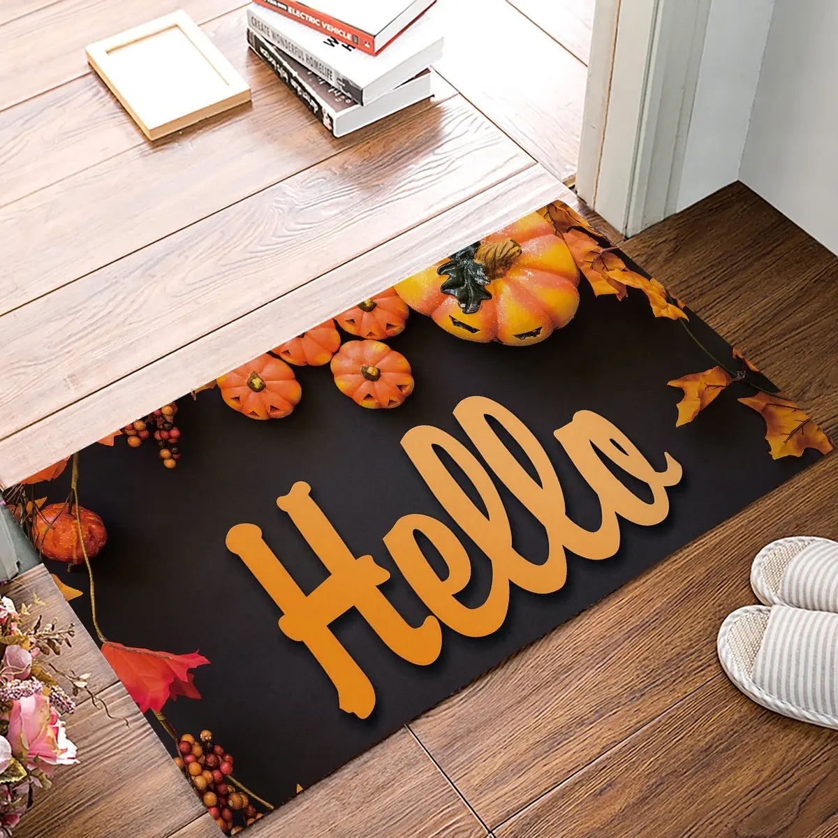 Pumpkin Hello Door Mats Floor Bath Entrance Rug Mat Indoor ...