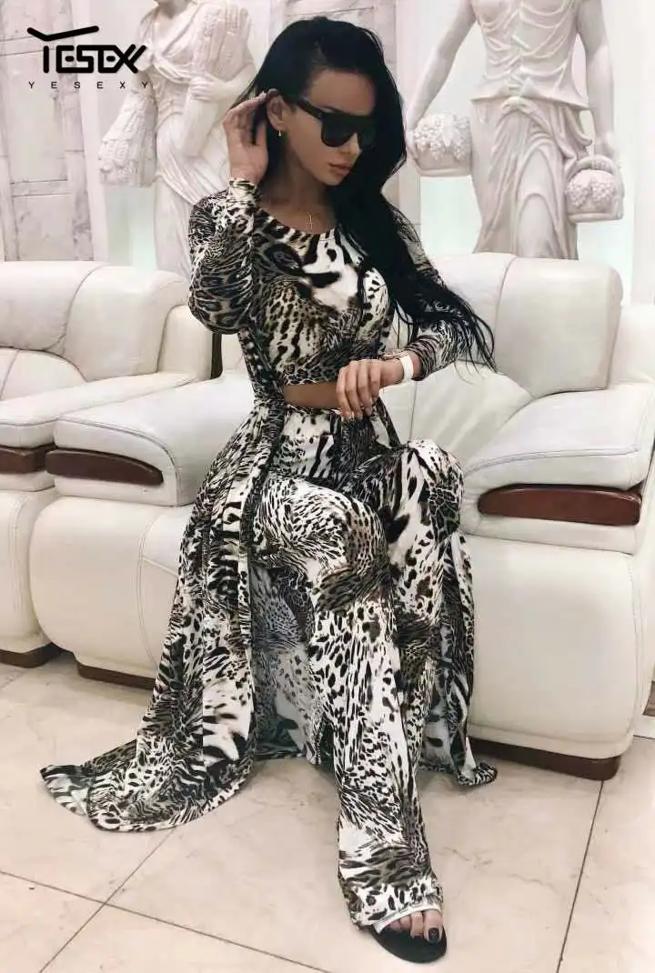

Yesexy 2019 Autumn and Winter Women Sexy Cloak Three Pcs Set Snake Print Female Elegant Party Jumpsuit VR9704-1