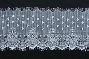 

France polyester lace appliques with symmetrical trim Nigeria lace fabrics for wedding dress lace