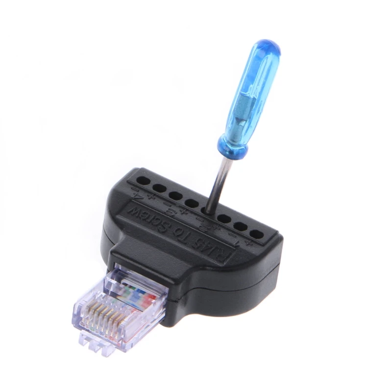 RJ45 Ethernet Male To 8 Pin AV Винтовая клемма адаптер Блок преобразователя Plug CCTV