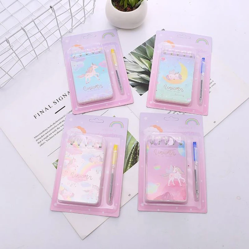 

1 Set Cartoon Dream Unicorn 1 Notebook+1 Ballpoint Pen Writing Spiral Diary Book Kids Gift Stationery Student Rewarding Gifts