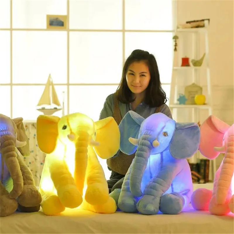 

1pc Led Infant Soft Appease be luminous Elephant Playmate Calm Doll Baby Toys Elephant Pillow Plush Toys WJ444